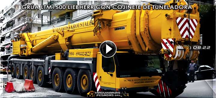 Vídeo de Grúa Móvil LTM1500-8.1 Liebherr con Cojinete Gigante de una Tuneladora