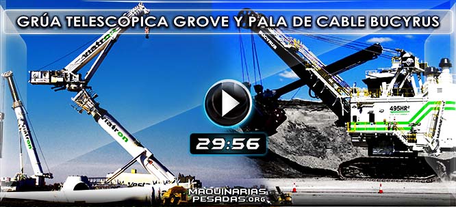 Vídeo Documental de Grúa Grove GTK1100 y Pala de Cable Eléctrica Bucyrus 495HR