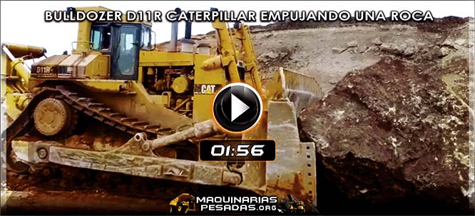 Vídeo del Bulldozer Minero empujando una Roca Gigante